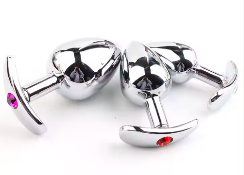 Phích inox cắm hậu môn đính đá size vừa 3.4cm butt plugs Anal Toy